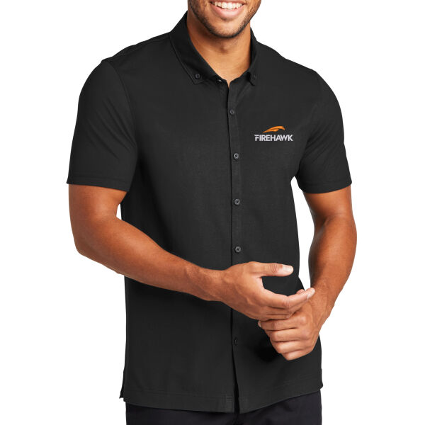 Firehawk Aerospace Embroidered - Stretch Pique Full Button Polo Thumbnail